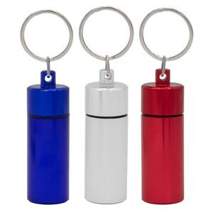 Small Aluminum Pocket Pill Box Keychain 3pc Set in Red, Silver, Blue